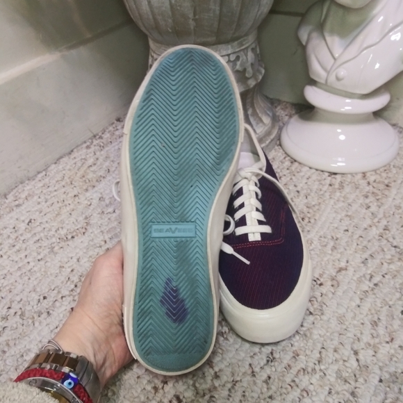 SeaVees X Derek Lam 10 Crosby Navy & Red Textured Stripe Fabric Legend Sneakers - Picture 8 of 9